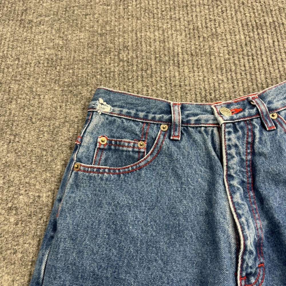 Vintage Denim Republic‎ Shorts Womens 9/10 Blue Cotton Red Contrast Stitch Mom - Picture 2 of 6